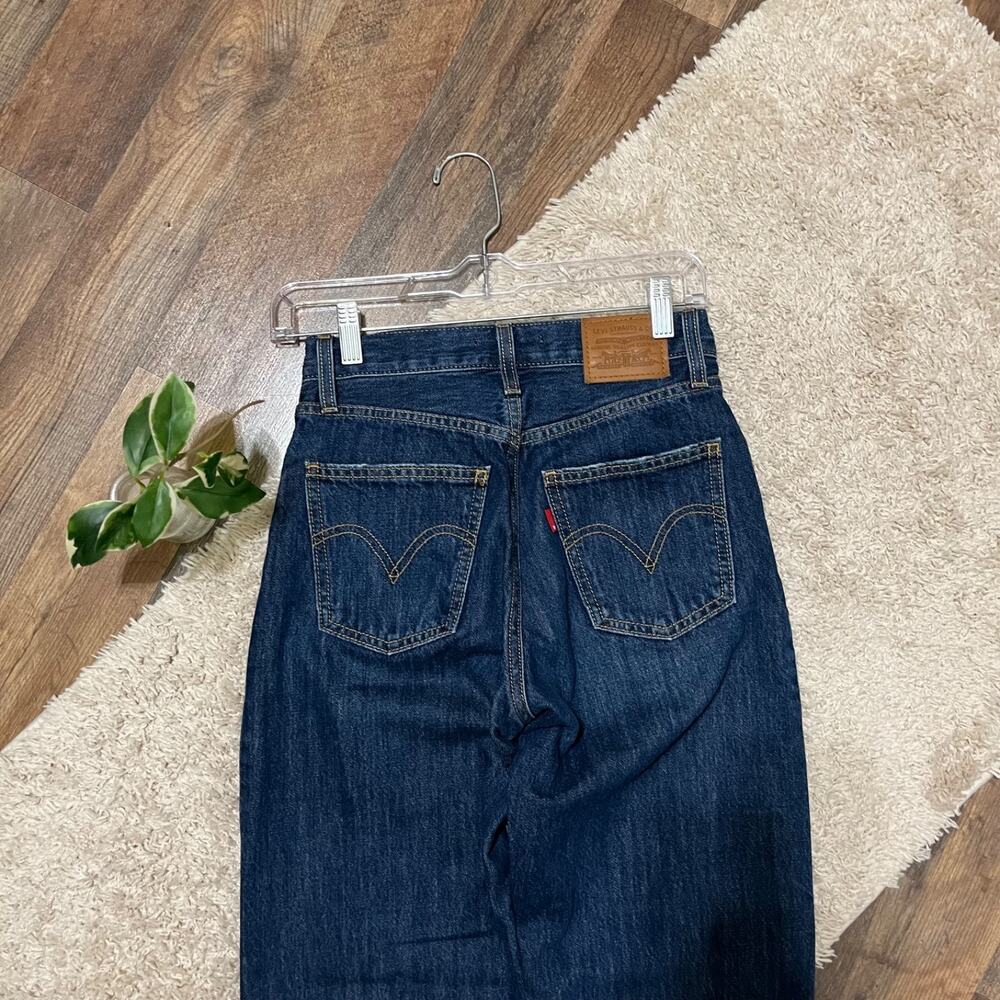 Levi's Premium Size 23 Dark Wash Whiskered High-Rise Dad Jeans - Picture 5 of 9